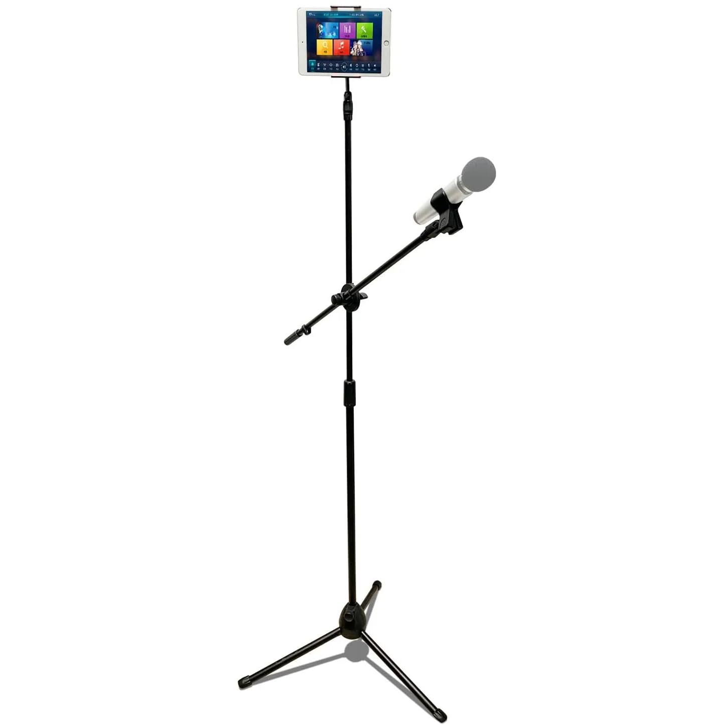 Coverzone 190cm Maksimum Uzunluk Mikrofon Standı Multi Fonksiyonel 2in1 Mikrofon ve Tablet Stand Katlanabilir Açısı Ayarlanabilir Zemin Üstü - Canlı müzik Mikrofon telefon stand 103SP
