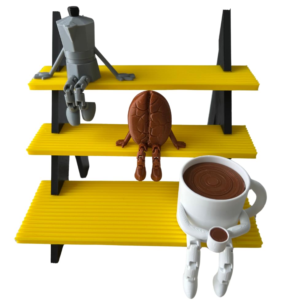 LINAHOBBY Kahve Dekoratif Biblo Seti, 3 Parça, Moka Pot, Kahve Çekirdeği ve Fincan, Masaüstü Süs