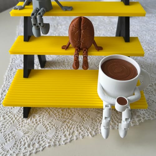 LINAHOBBY Kahve Dekoratif Biblo Seti, 3 Parça, Moka Pot, Kahve Çekirdeği ve Fincan, Masaüstü Süs