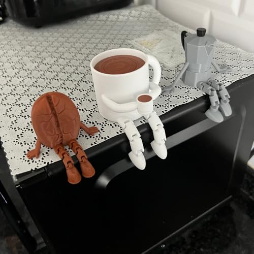 LINAHOBBY Kahve Dekoratif Biblo Seti, 3 Parça, Moka Pot, Kahve Çekirdeği ve Fincan, Masaüstü Süs