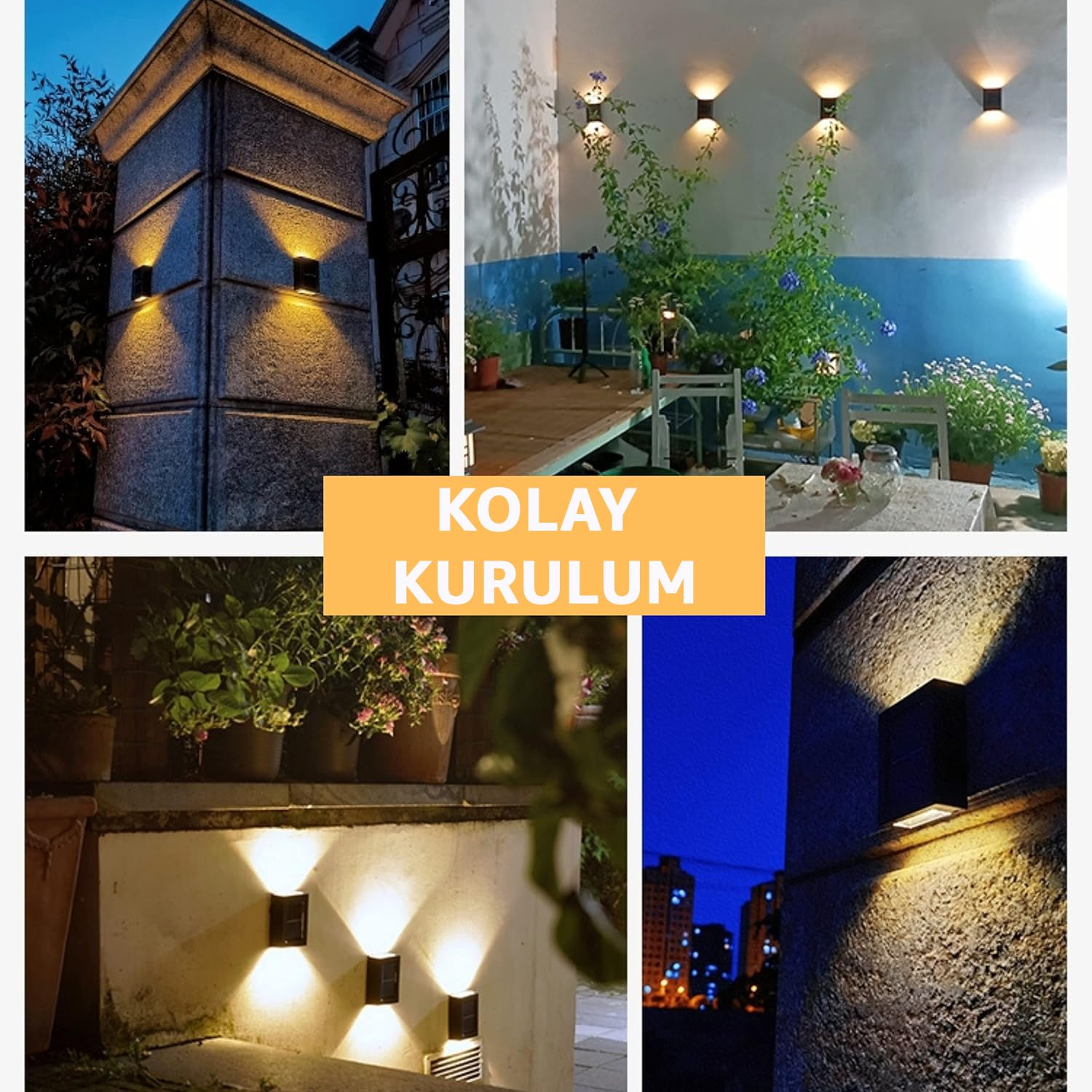 Robeve Tekli Solar Bahçe Aydınlatması Güneş Enerjili Bahçe Aydınlatması Duvar Lambası Çift Taraflı Aplik Işık Led Işık