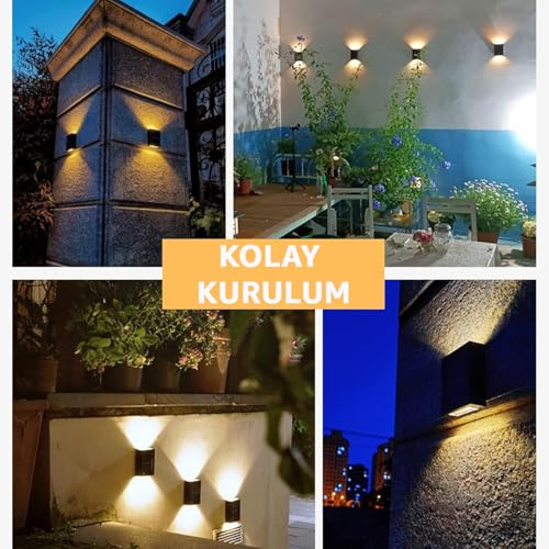 Robeve Tekli Solar Bahçe Aydınlatması Güneş Enerjili Bahçe Aydınlatması Duvar Lambası Çift Taraflı Aplik Işık Led Işık