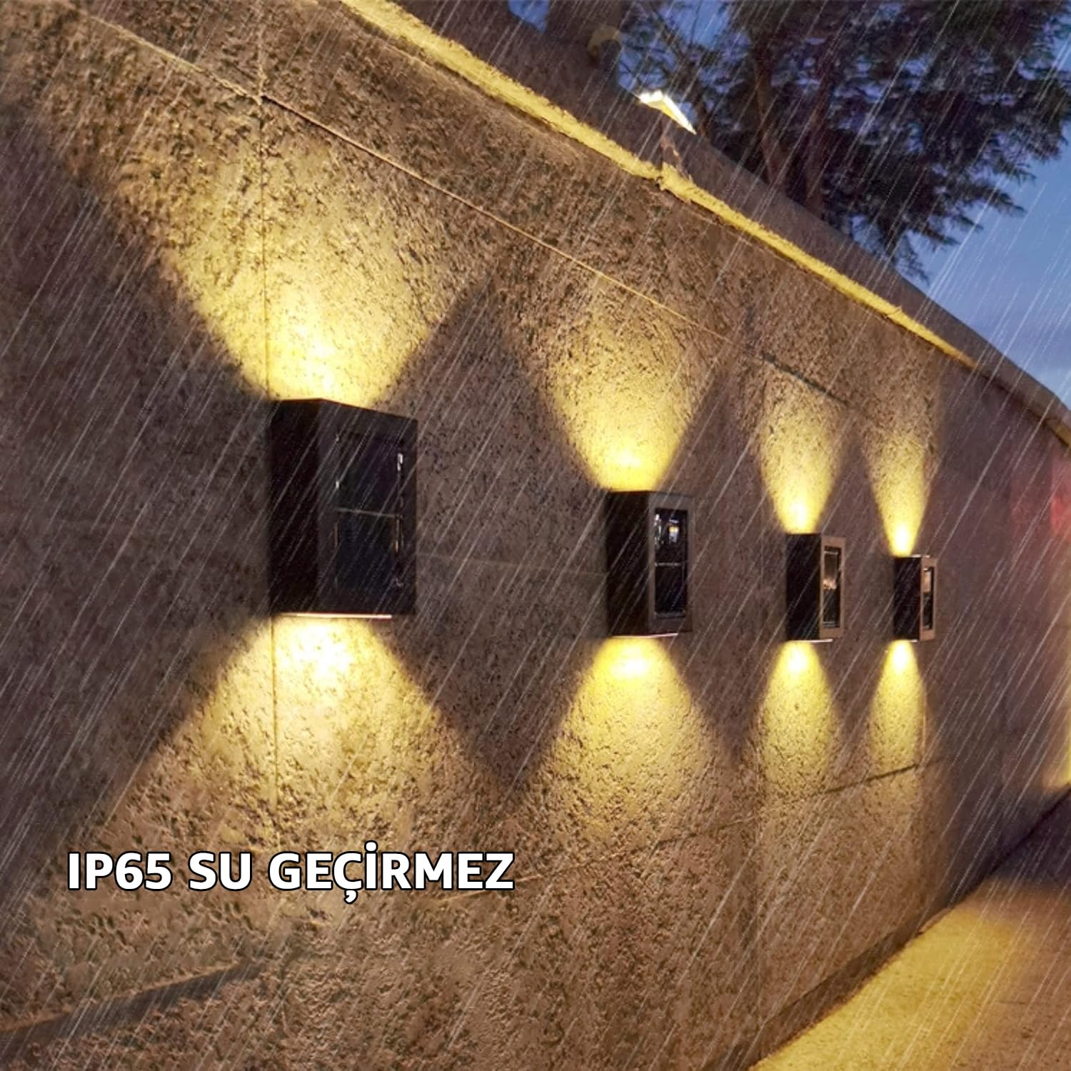 Robeve Tekli Solar Bahçe Aydınlatması Güneş Enerjili Bahçe Aydınlatması Duvar Lambası Çift Taraflı Aplik Işık Led Işık