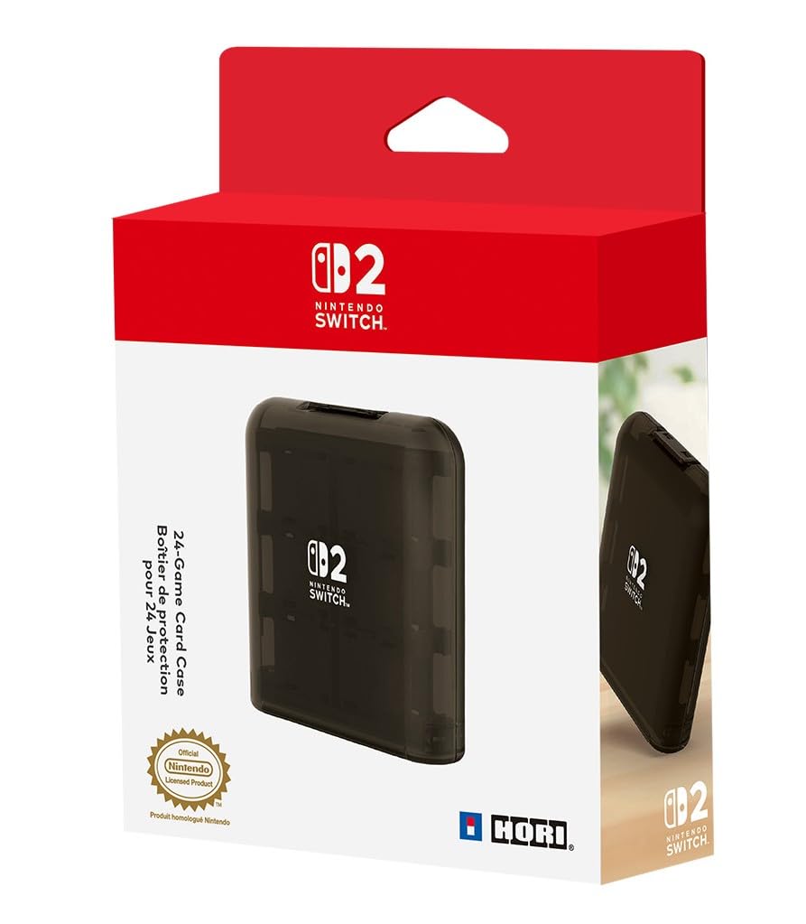 HORI Nintendo Switch 2 için 24 oyun kartı kılıfı (siyah) saklama kutusu, 24 oyun için koruyucu kılıf, resmi Nintendo lisanslı