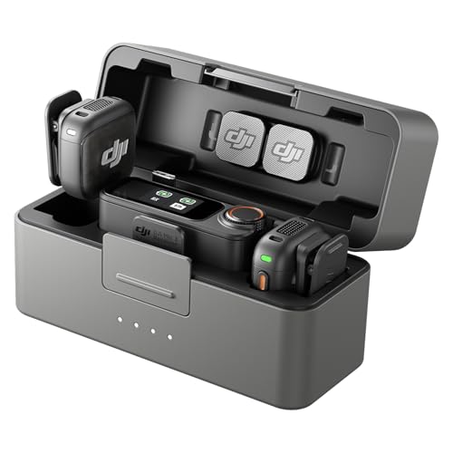 DJI Mic 3 (2 TX + 1 RX + Şarj Kutusu), iPhone/Kamera/Android için Kablosuz Mikrofon, Ultra Hafif, De