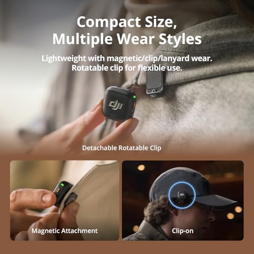 DJI Mic 3 (2 TX + 1 RX + Şarj Kutusu), iPhone/Kamera/Android için Kablosuz Mikrofon, Ultra Hafif, De