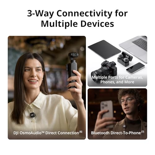 DJI Mic 3 (2 TX + 1 RX + Şarj Kutusu), iPhone/Kamera/Android için Kablosuz Mikrofon, Ultra Hafif, De