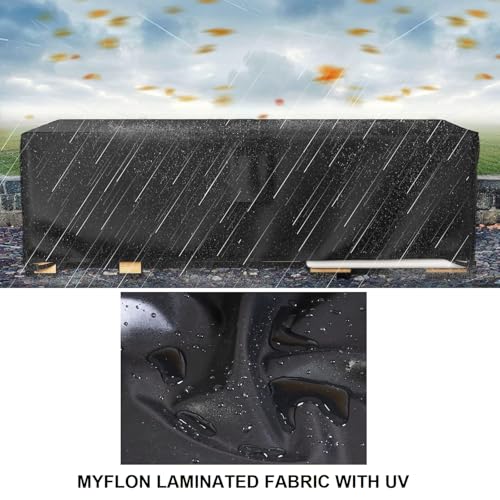 Bahçe mobilyası örtüsü, bahçe mobilyası brandası, su geçirmez, rüzgar geçirmez, UV dayanıklı, bahçe mobilyası örtüsü, Bahçe Mobilya Brandası Masa Sandalye Koruma Örtüsü (SIYAH, (260*160*80))