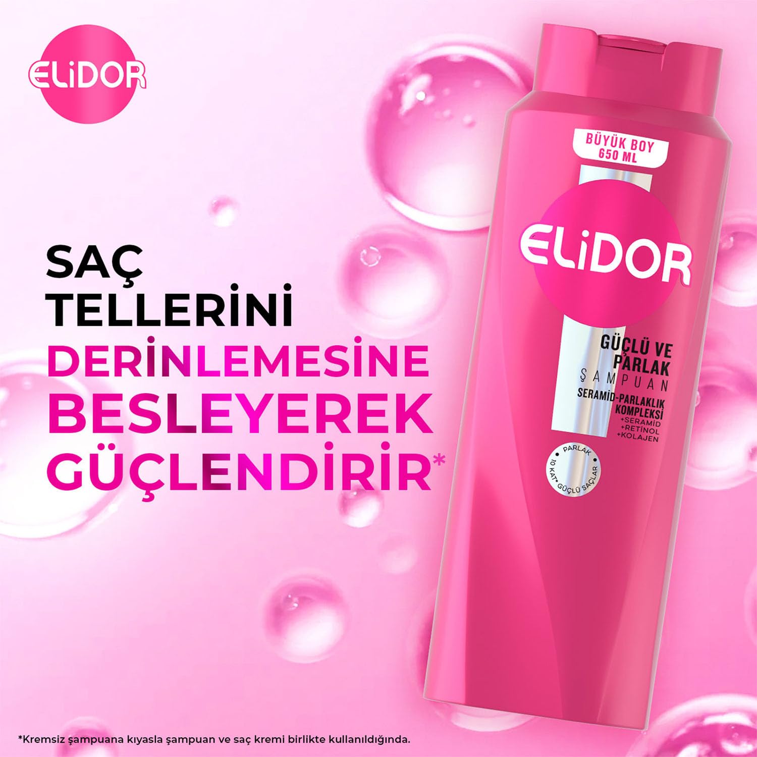 Elidor Saç Bakım Şampuanı, Güçlü ve Parlak, 650 ml