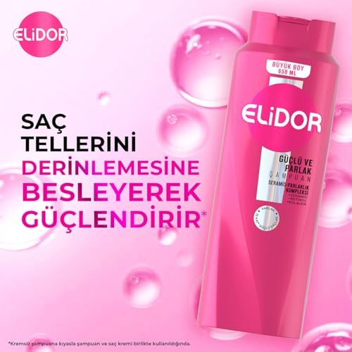 Elidor Saç Bakım Şampuanı, Güçlü ve Parlak, 650 ml