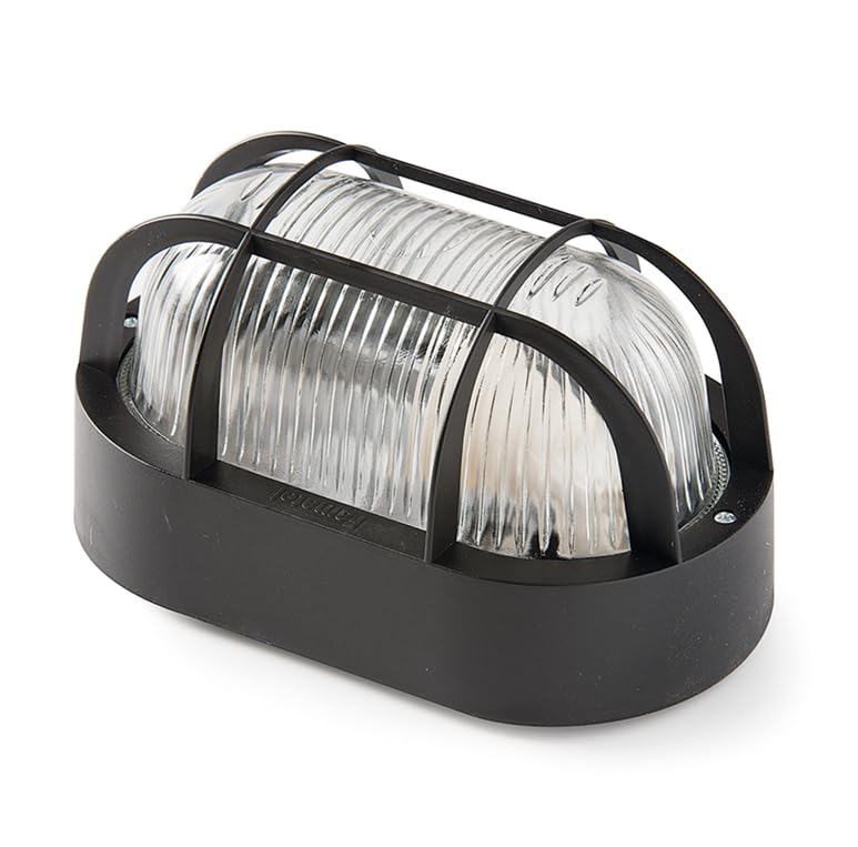 Oval Siyah Cam Tavan/Duvar Lambası – IP44 Suya Dayanıklı, Modern Dış Mekan Aydınlatma Armatürü (Banyo, Balkon, Teras Uygun