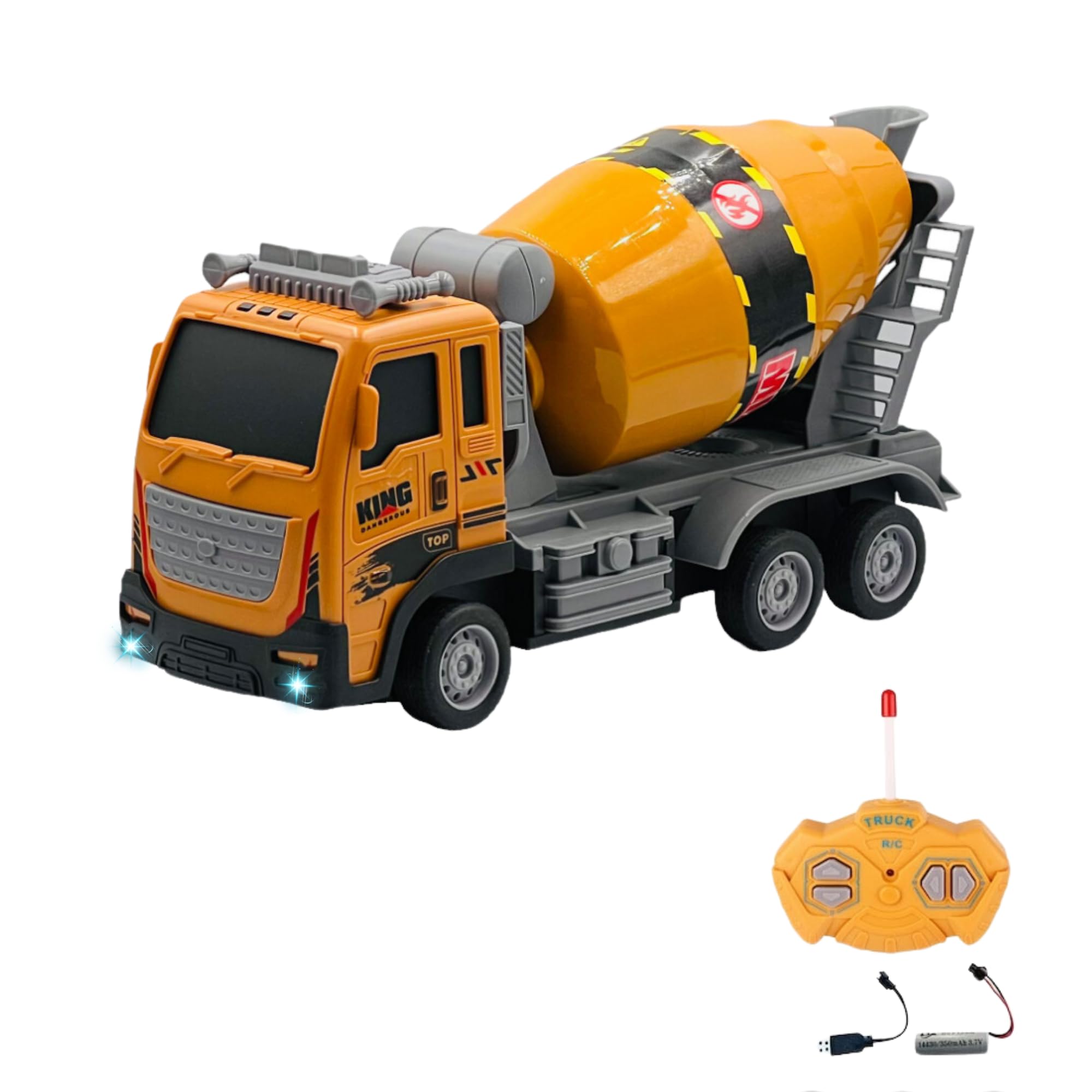 Uzaktan Kumandalı Şarjlı Full Fonksiyon Işıklı İnşaat Makineleri 27 Mhz 1:16 Ölçek (Beton Mikseri)