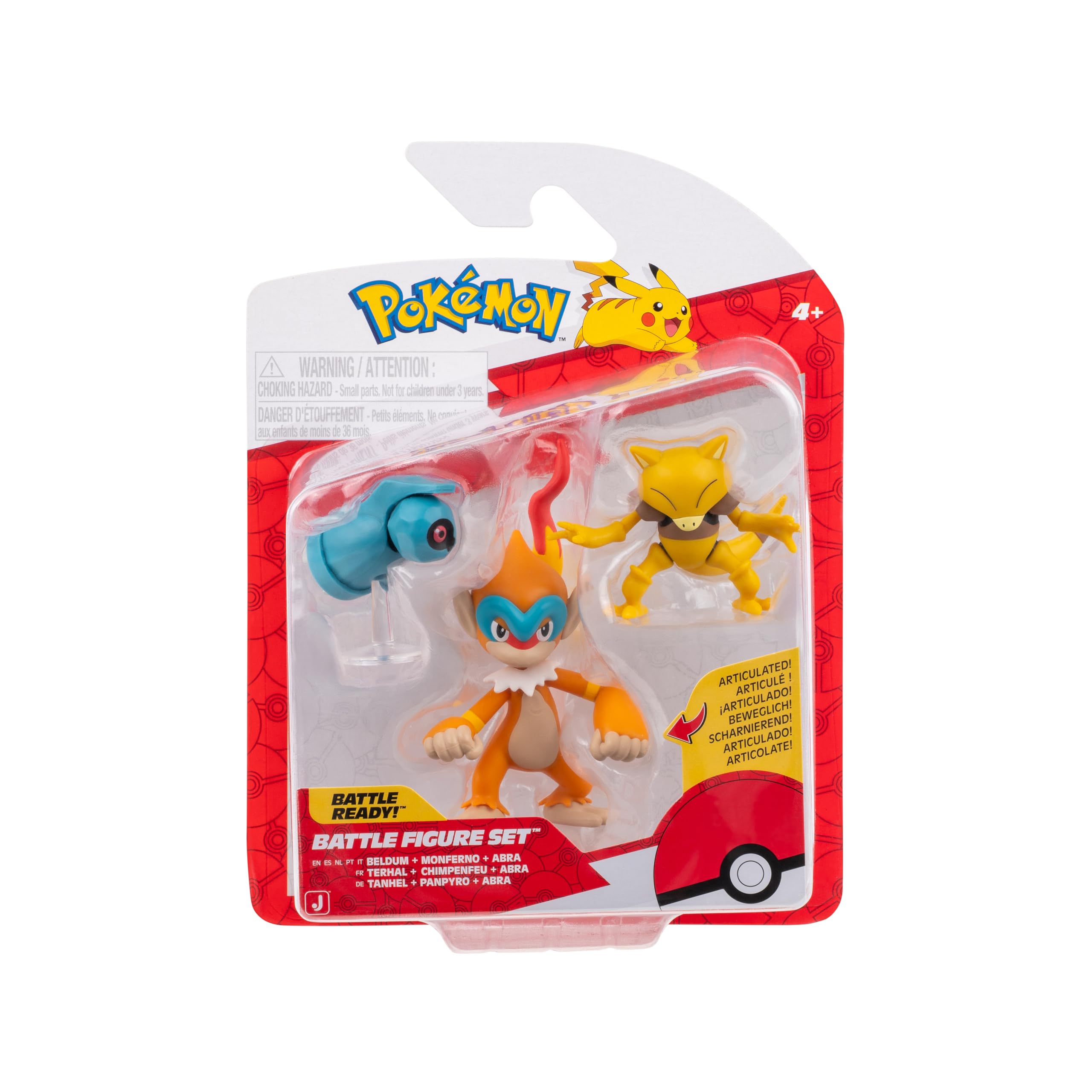 Pokémon PKW4092 Savaş Figürü Seti - Tanhel, Abra ve Panpyro, Resmi Figür Seti
