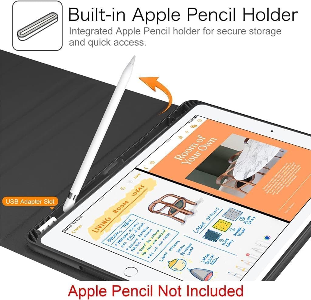 Apple iPad 7.8.9. Nesil 10.2 2021 ile Uyumlu Kılıf Kablosuz Bluetooth Türkçe Q Klavyeli Kılıfı (Tablet Değildir) A2602 A2603 A2604 A2605 (Siyah)