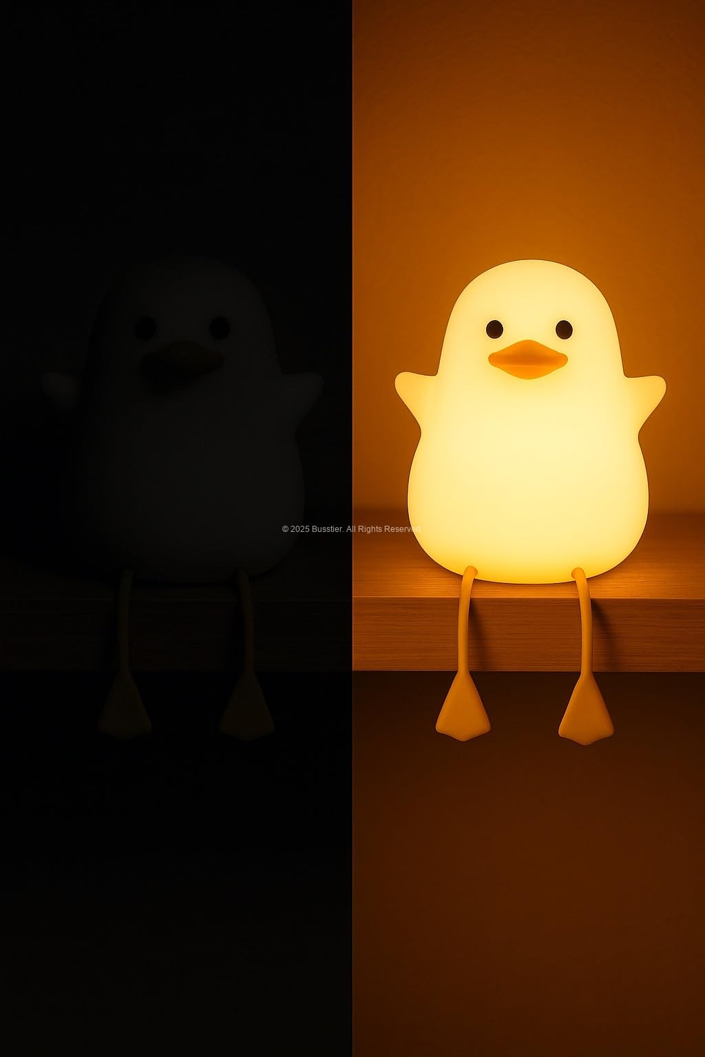 Busstier Hayvan Figürlü Gece Lambası, Silikon RGB Dokunmatik, Yumuşak Işık, Bebek Odası ve Çocuklar İçin, USB Şarjlı, Renkli Aydınlatma, Dekoratif Gece Lambası, Uyku Işığı (Ördek)