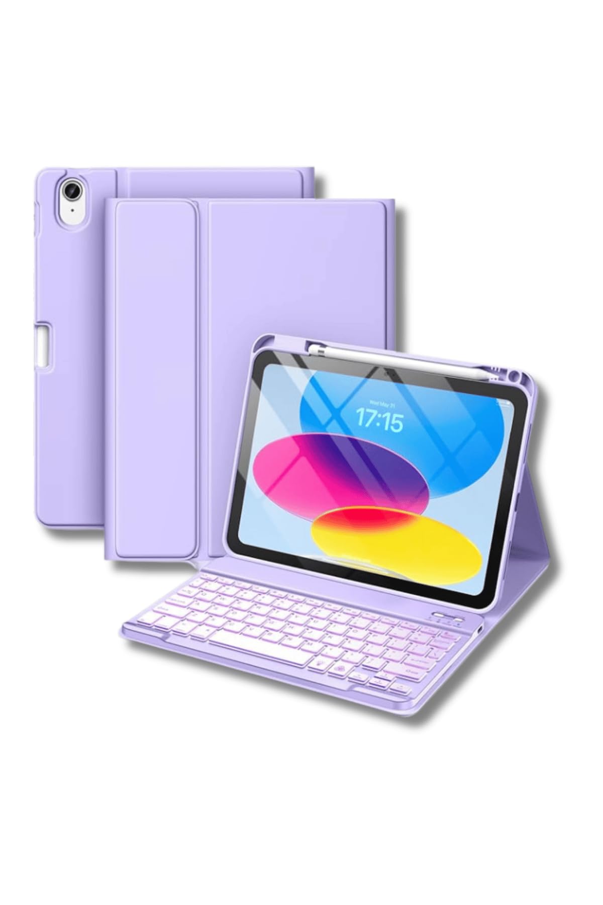 iPad 11. Nesil A16 çipli 2024 2025 Uyumlu Klavyeli Tablet Kılıfı Lila