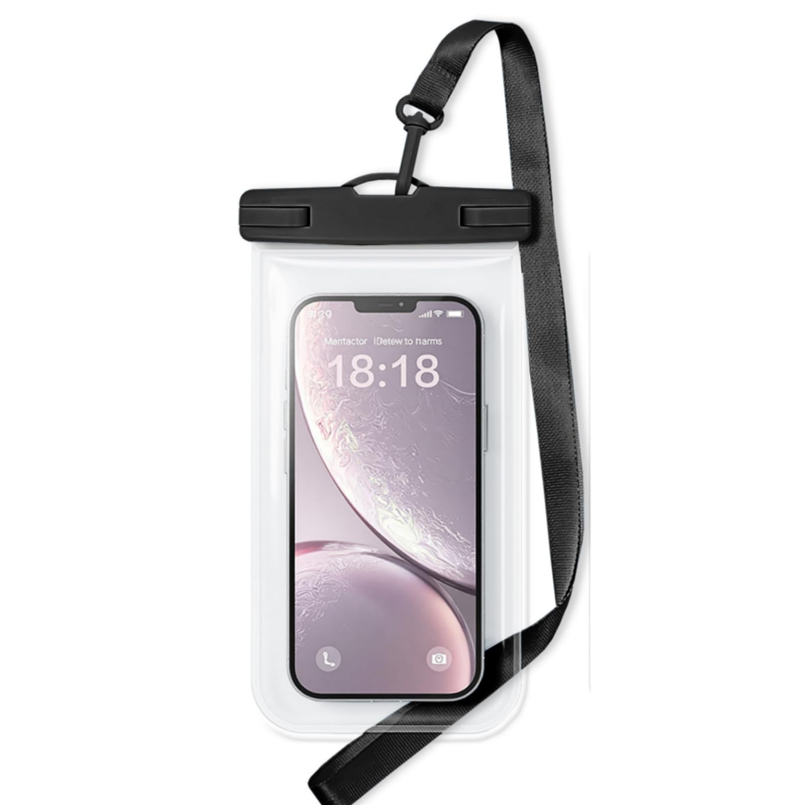 Su geçirmez cep telefonu kılıfı, iPhone 16/15 Pro Max ve Galaxy S24+/S23 7 inç su geçirmez cep telefonu kılıfı, kordonlu, IPX8 plaj seyahati, plaj ihtiyaçları, siyah, 1 paket