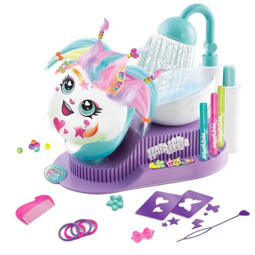 Canal Toys - Airbrush Plush Hair'iffic Salon – Çocuklara uygun pelüş hayvan, pille çalışan airbrush, şablonlar ve yıkama istasyonu, yaratıcı ve tekrar kullanılabilir (6 yaşından itibaren)