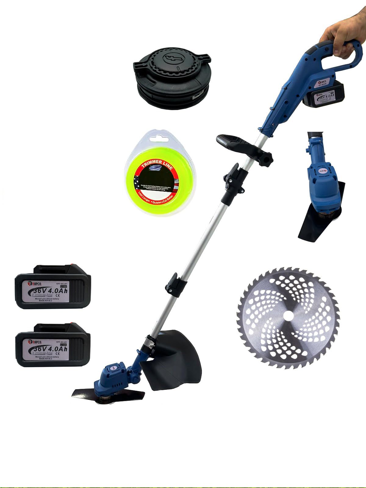 Rowermax Rpc-MM150 Akülü Tırpan Kenar Çalı Ot Çim Bİçme Teleskopik Misinalı Set