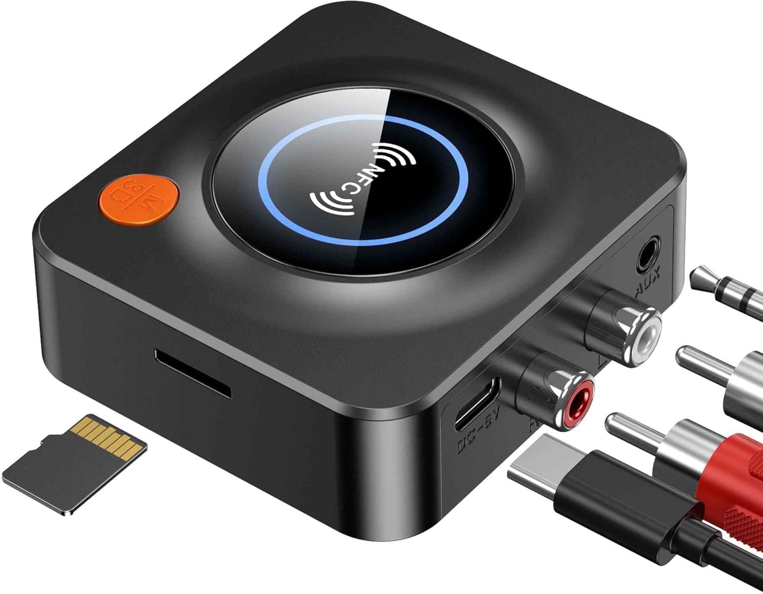Coverzone Bluetooth Alıcısı, HI-FI için Bluetooth Adaptörü, Hoparlörler için Blue tooth Alıcısı, Ev Stereo Sistemi (3,5 mm AUX, RCA, TF, NFC) C52