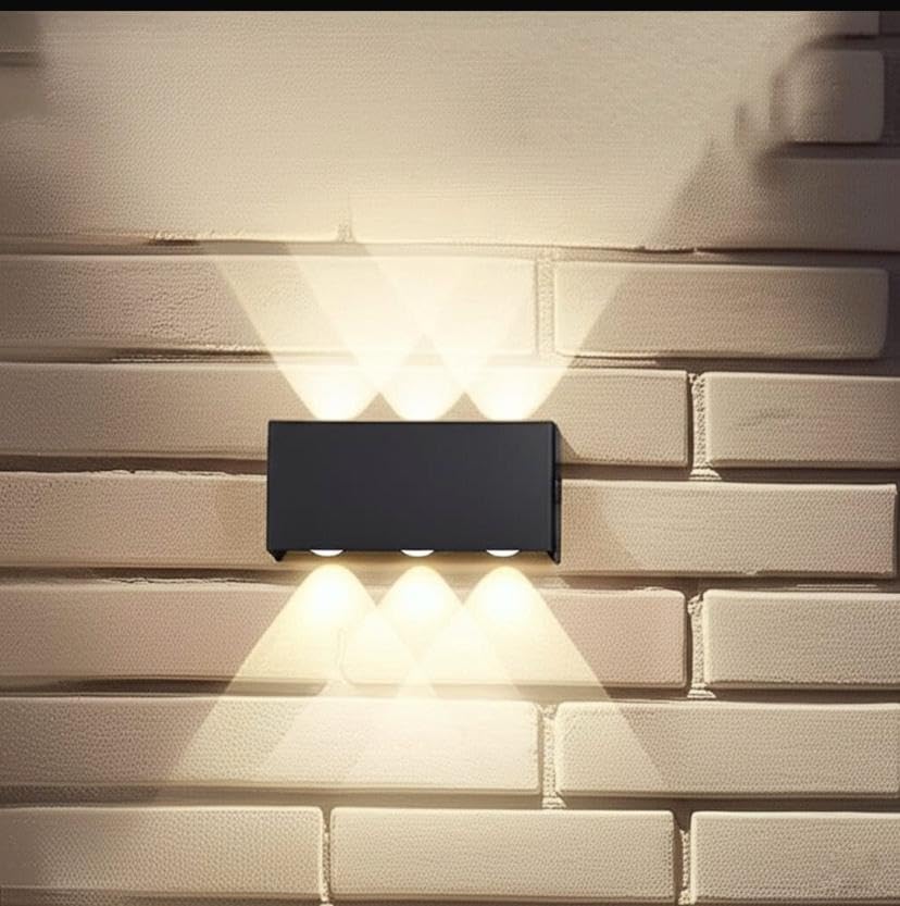 Modern LED Duvar Lambası, 6 Yönlü Aydınlatma, İç ve Dış Mekan, Siyah