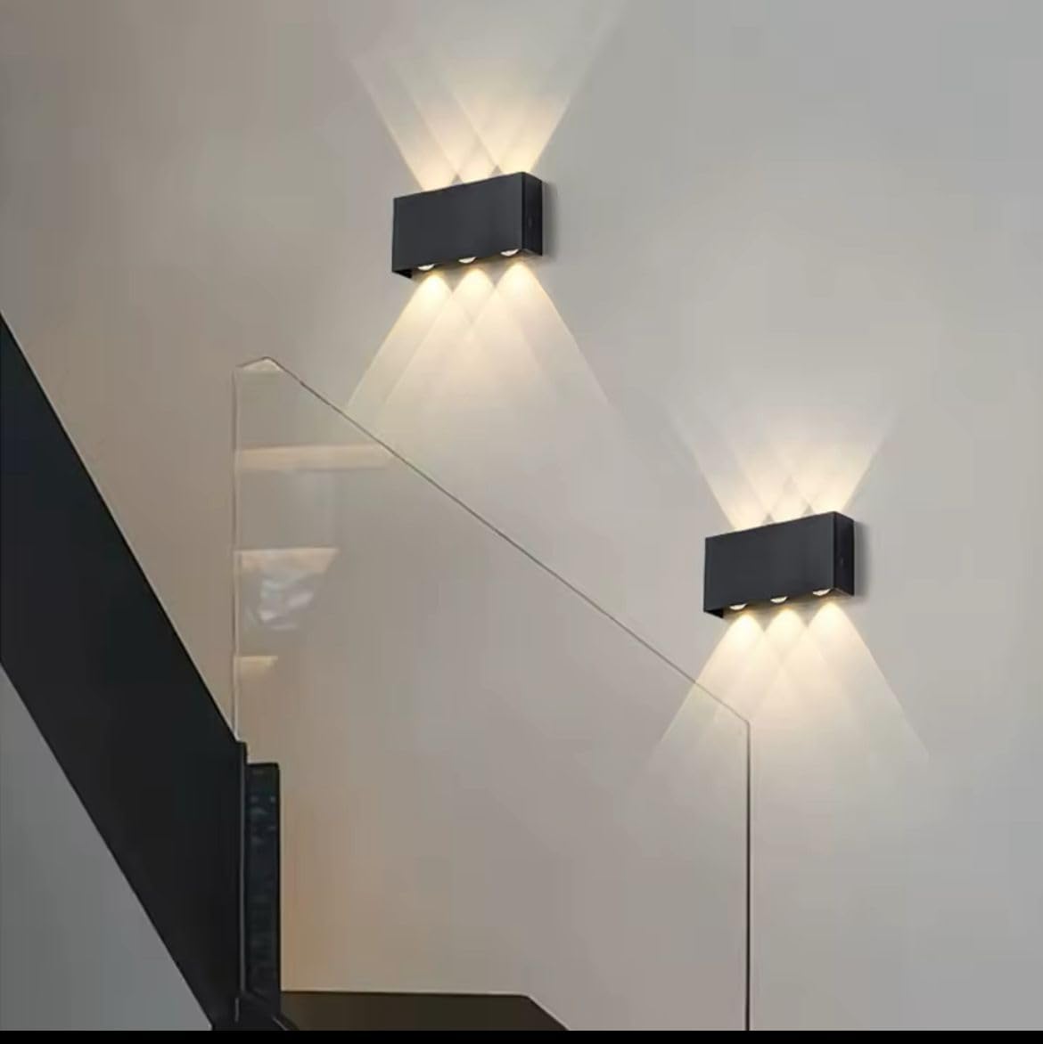Modern LED Duvar Lambası, 6 Yönlü Aydınlatma, İç ve Dış Mekan, Siyah