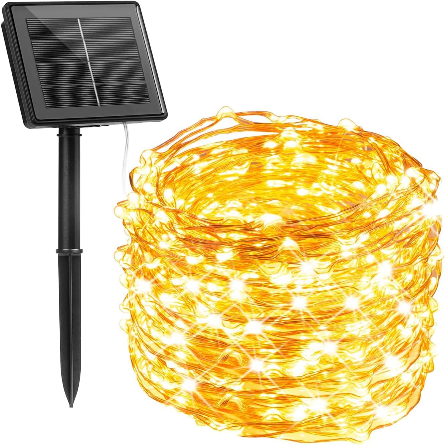 Light Home Güneş Enerjili LED Işık Zinciri – 10 Metre, 100 LED, IP64 Su Geçirmez, 8 Modlu, Sıcak Beyaz Işık, Bahçe, Ağaç, Teras, Düğün, Parti ve Noel Dekoru için