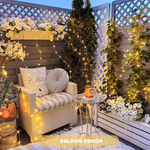Light Home Güneş Enerjili LED Işık Zinciri – 10 Metre, 100 LED, IP64 Su Geçirmez, 8 Modlu, Sıcak Beyaz Işık, Bahçe, Ağaç, Teras, Düğün, Parti ve Noel Dekoru için