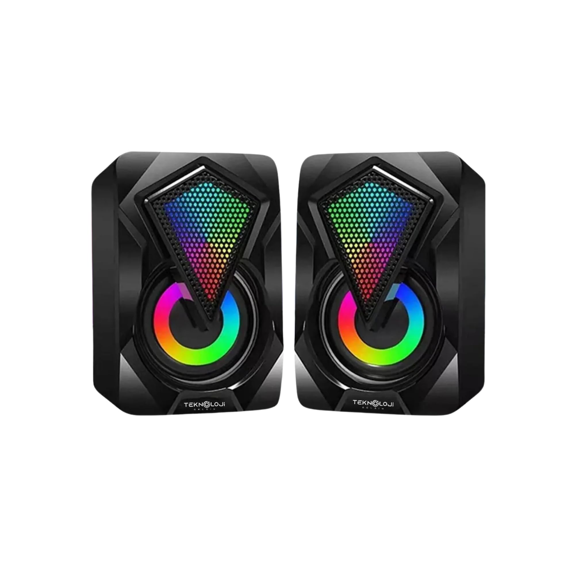 Bilgisayar Hoparlörü Led Işıklı Rgb Laptop Pc Uyumlu 1+1 Speaker