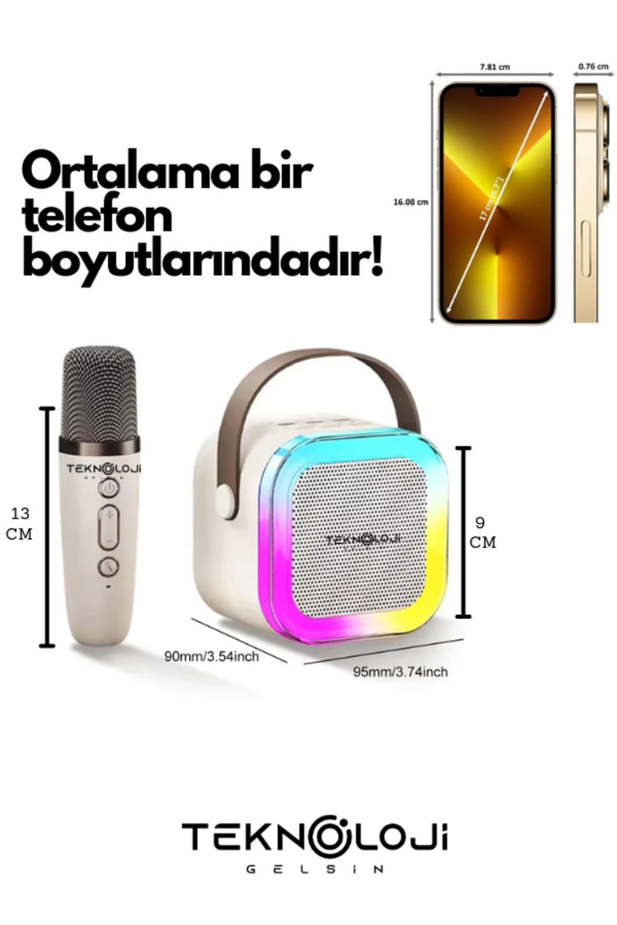 K12 Kablosuz Bluetooth Hoparlör Karaoke Mikrofon 5 Ses Efektli Rgb Hd Stereo ?es Usb/Sd/FM