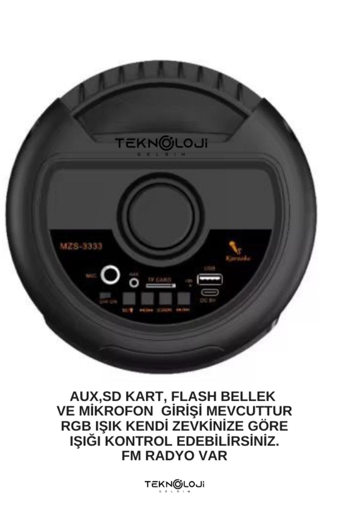 Bluetooth Hoparlör 3X3inç 40cm Stereo Effect Rgb Işık Parti Hoparlörü Speaker Karaoke Mikrofon Hediy