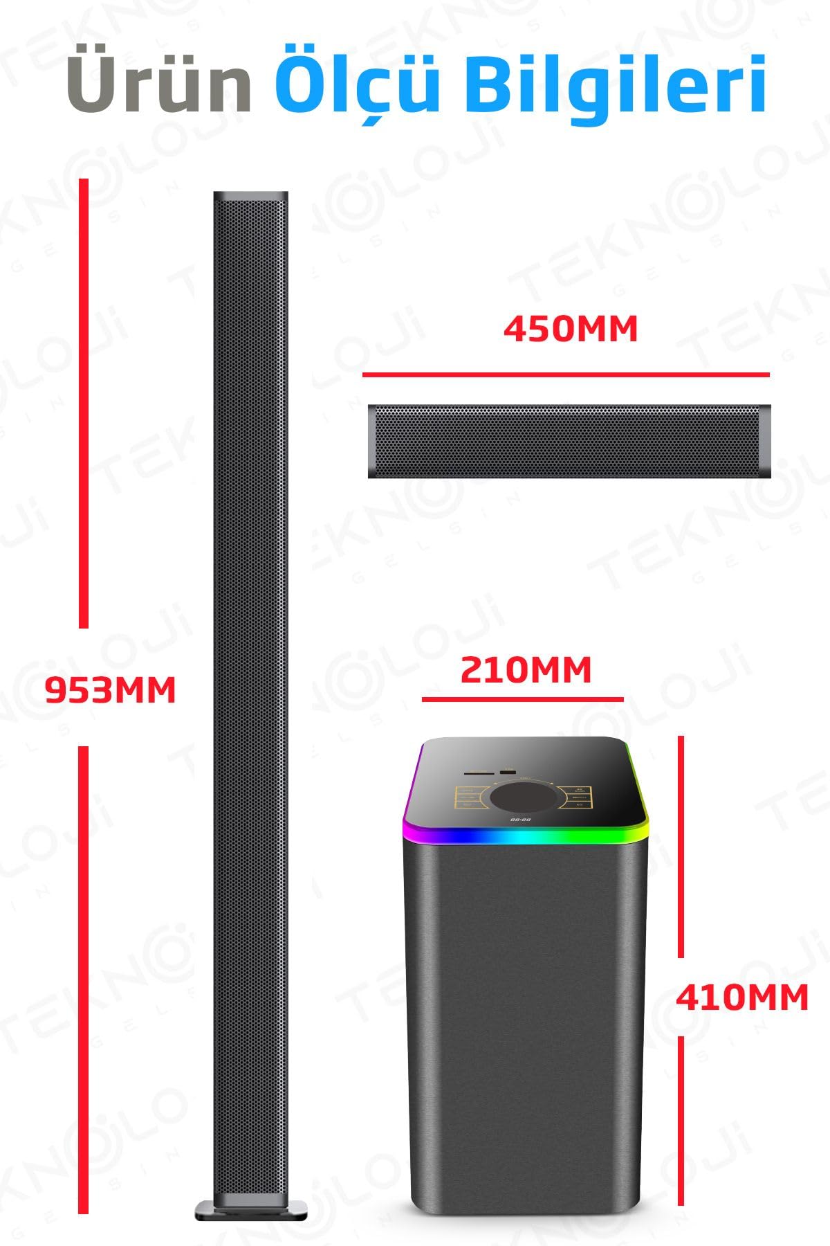 HP-TV04 5+1 Soundbar Ev Sinema Sistemi Stereo Hd Ses Kalitesi Rgb Kablolu 45W AMFİ 15WX5 SOUNDBAR