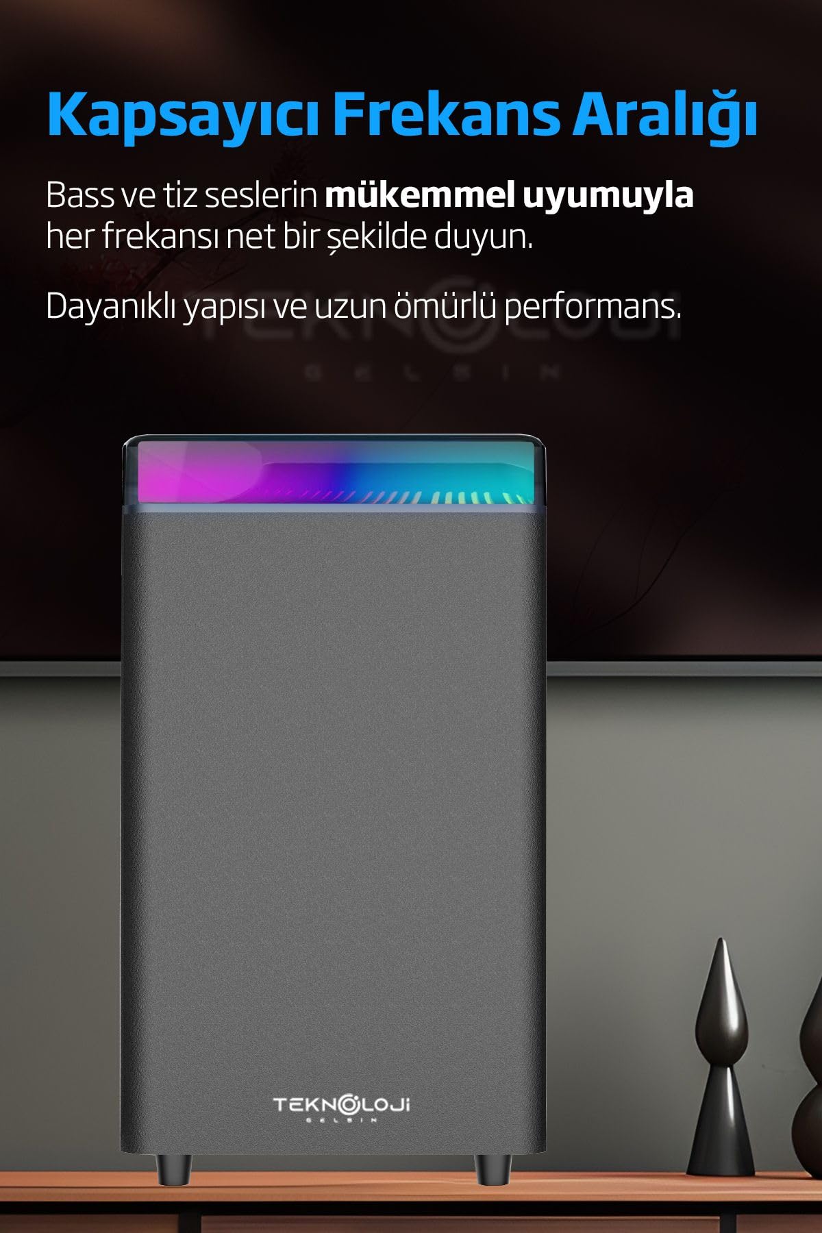 HP-TV01 3+1 Soundbar Ev Sinema Sistemi Stereo Hd Ses Kalitesi Rgb Kablolu 45W AMFİ 15WX3 SOUNDBAR