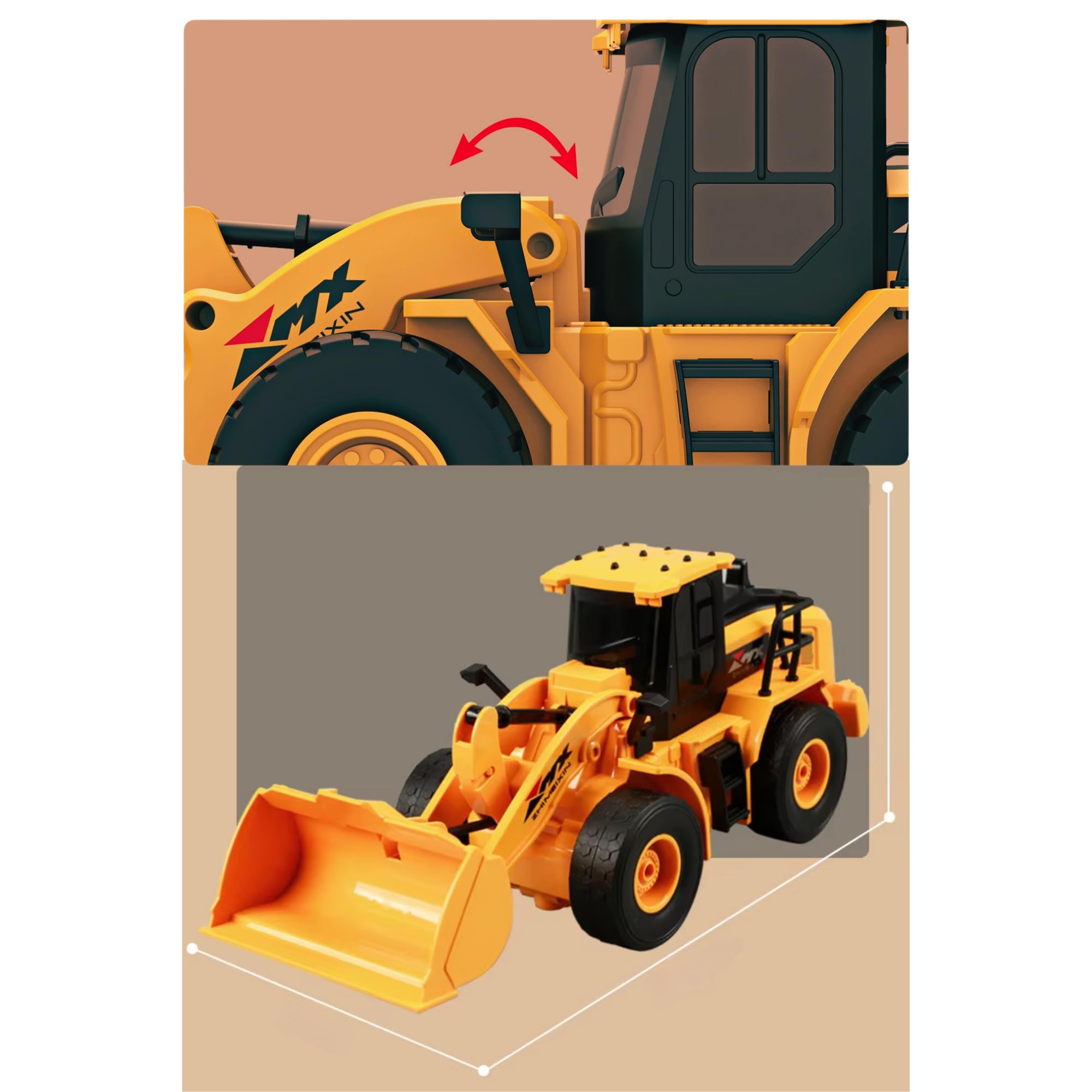Uzaktan Kumandalı 40 MHz Tam Fonksiyonlu Rc İş Araçları Led Işıklı Kepçeleri, Damperi ve Vinç Hareketlidir (Kule Vinç-Kepçe-Bulldozer-Kamyon) (Bulldozer)