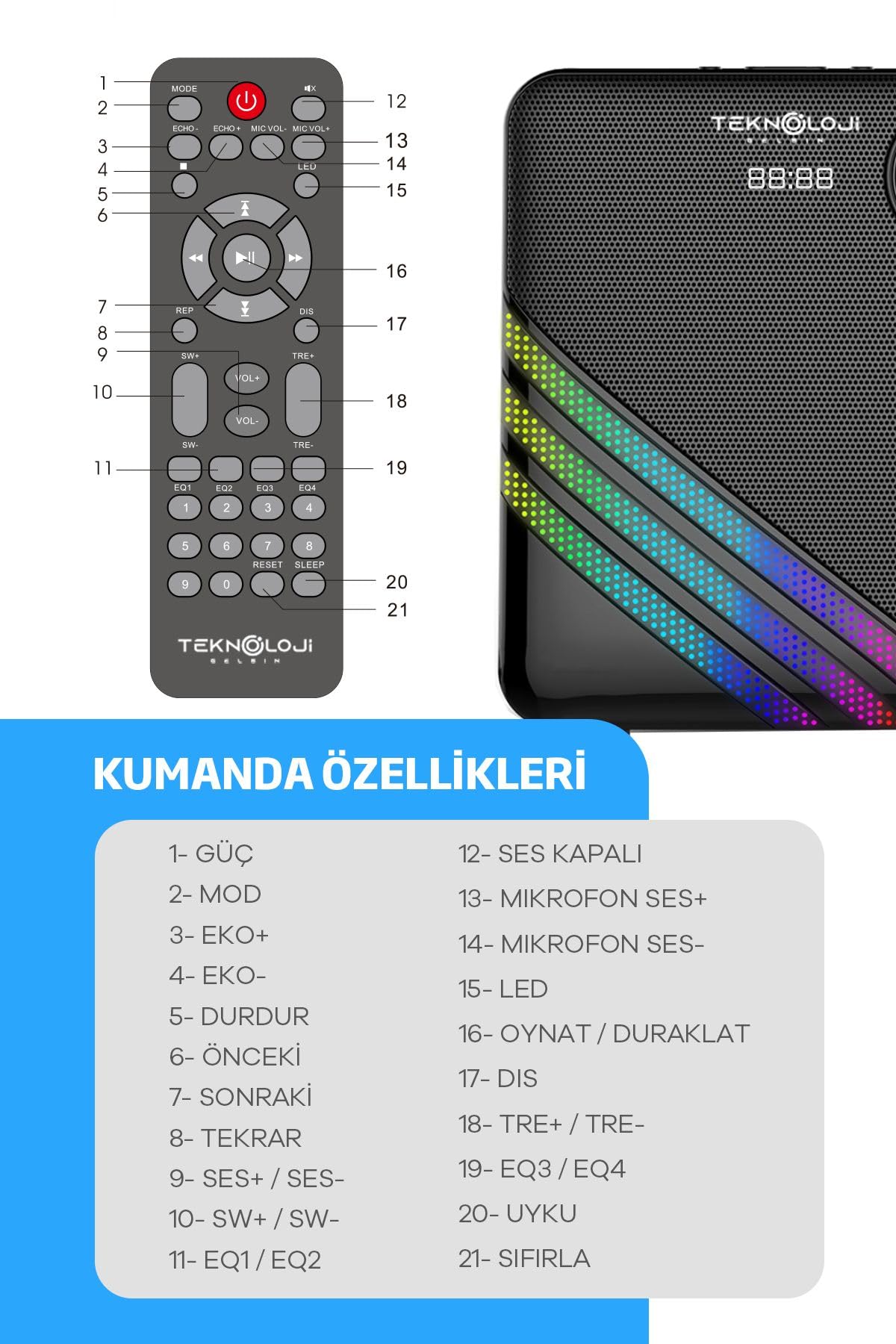 HP-TV02 2+1 Soundbar Ev Sinema Sistemi Stereo Hd Ses Rgb Kablolu 80 Watt AMFİ 15WX2 SOUNDBAR