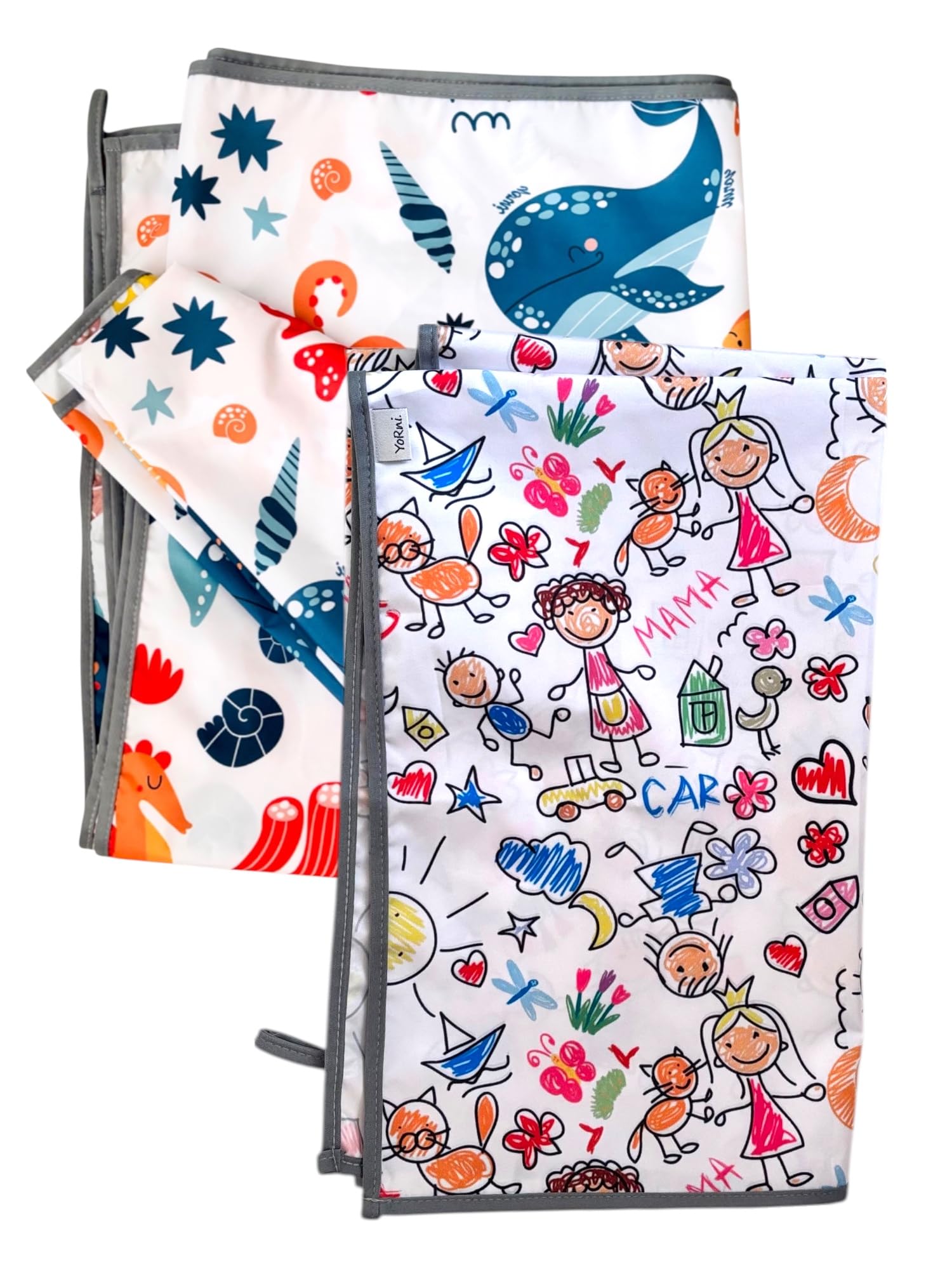 Yorni SeaWorld Family İkili Ekonomik Set Sıvı Geçirmez Alt Açma Örtüsü Bebek Bakım Örtüsü 65x80cm Büyük Boy%100 Polyester