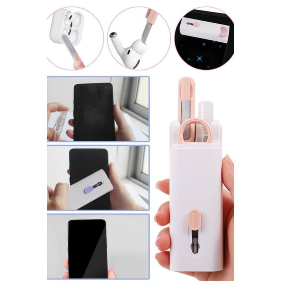 Jouis 7'si 1 arada Elektronik Temizleme Kiti, Klavye Temizleyici, Dizüstü Bilgisayar Temizleme Kiti Monitör, Cep Telefonu, Bluetooth, Kulaklık, Lego, Airpods, Dizüstü Bilgisayar Kamera (Pembe)