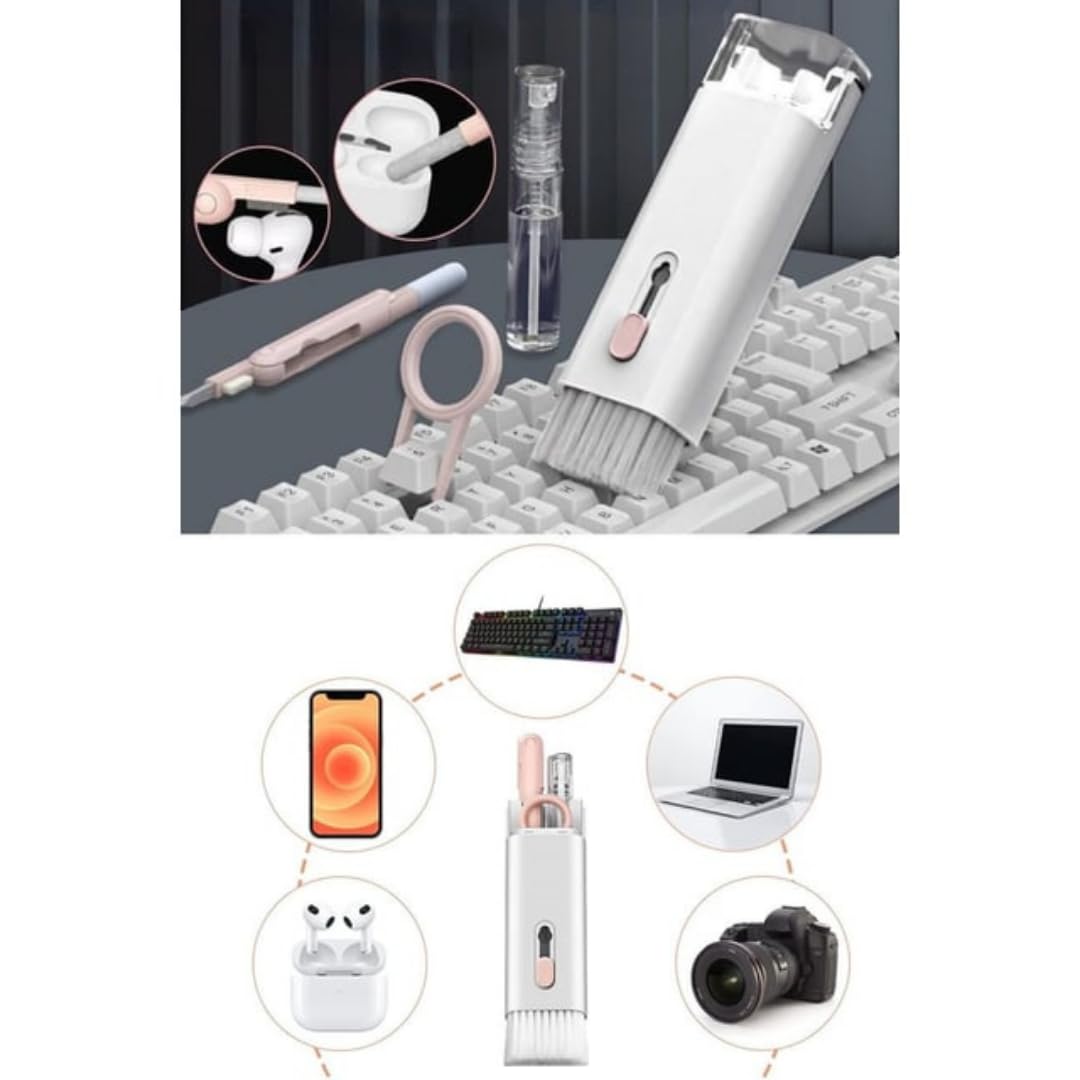 Jouis 7'si 1 arada Elektronik Temizleme Kiti, Klavye Temizleyici, Dizüstü Bilgisayar Temizleme Kiti Monitör, Cep Telefonu, Bluetooth, Kulaklık, Lego, Airpods, Dizüstü Bilgisayar Kamera (Pembe)