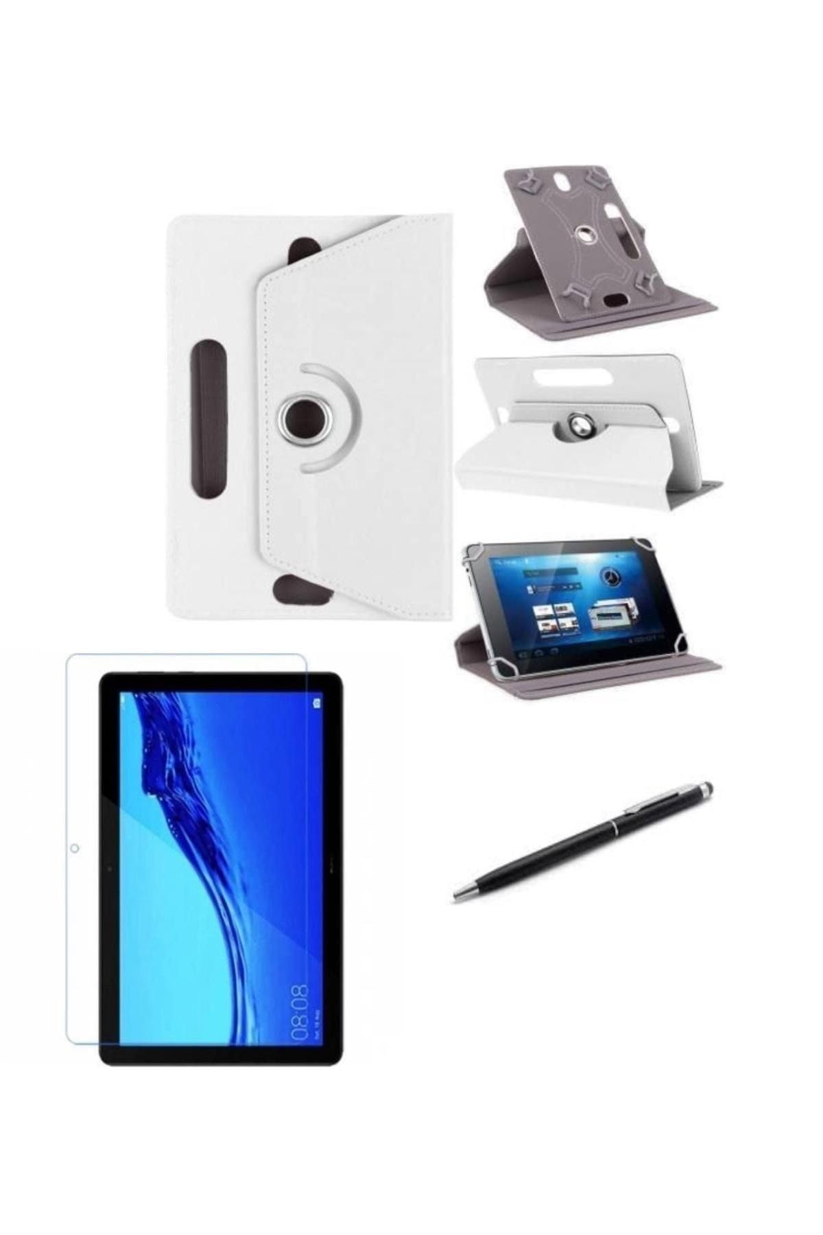 Hometech Alfa 8TX 8" Standlı Tablet Kılıfı+Nano Kırılmaz Ekran Koruyucu+Dokunmatik Kalem Beyaz