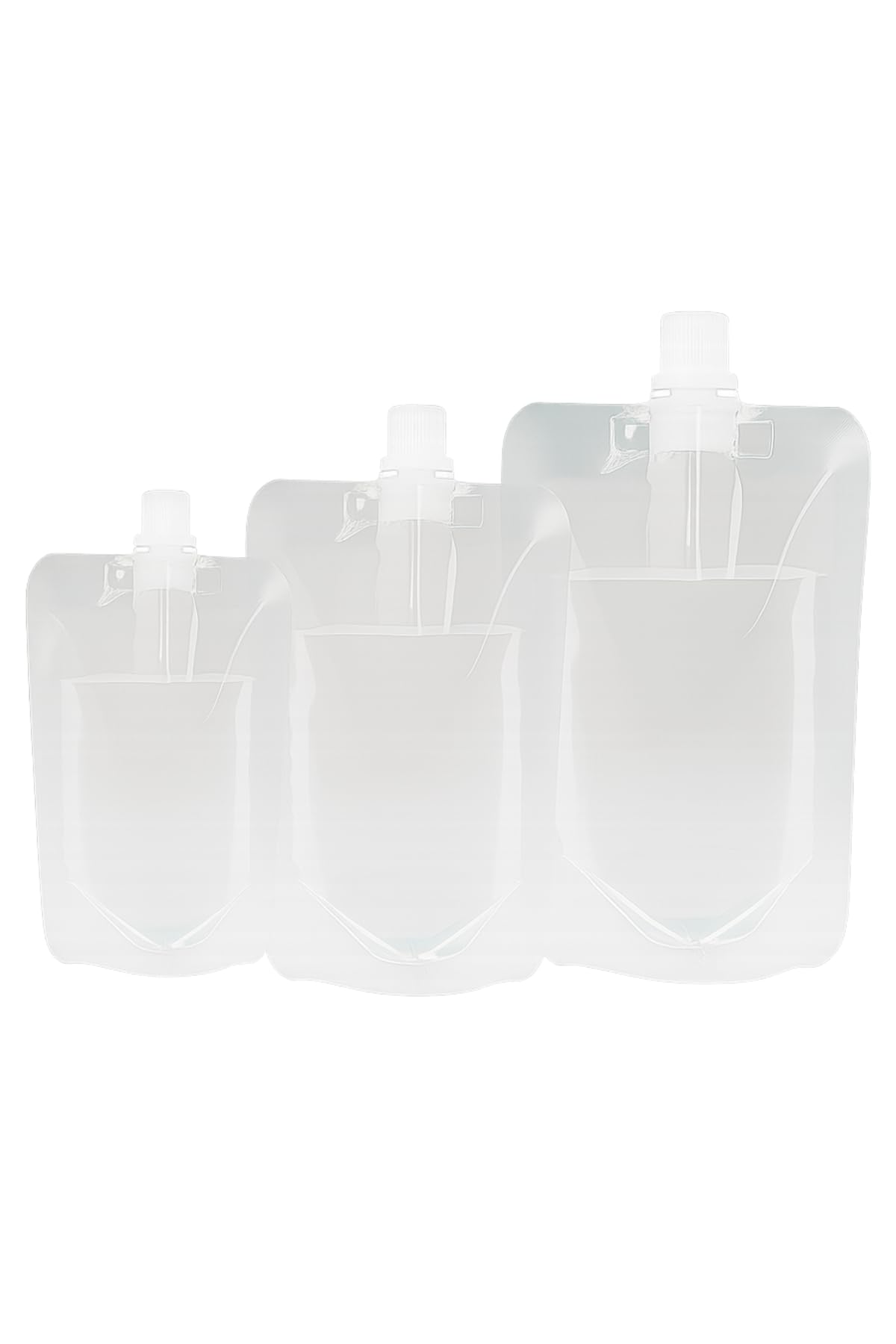 Taşınabilir Şeffaf Sıvı Torbası, 200 ml, 6'lı Set, Şampuan ve Kozmetik Ürünleri için Seyahat Kiti Spout Pouch (Şeffaf, 200 ml)