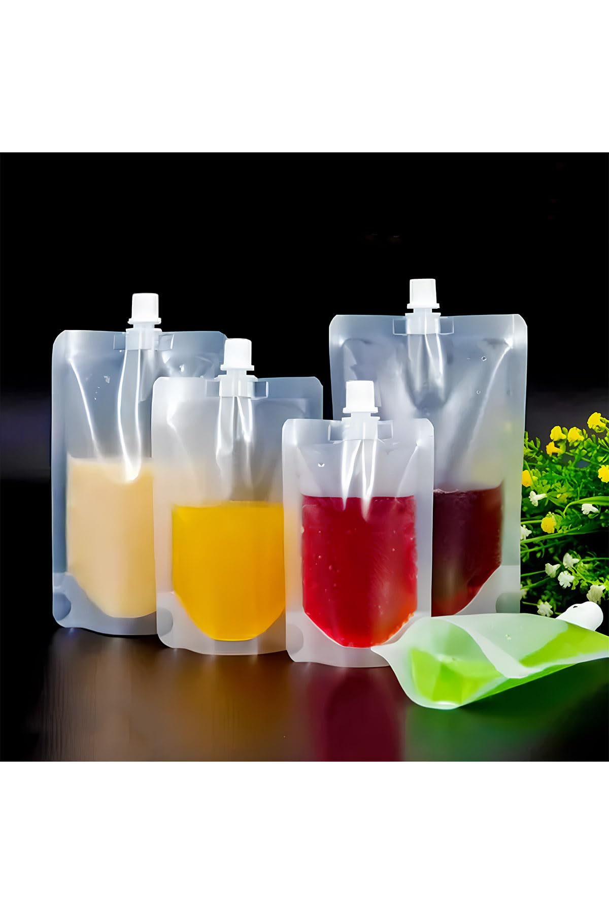 Taşınabilir Şeffaf Sıvı Torbası, 200 ml, 6'lı Set, Şampuan ve Kozmetik Ürünleri için Seyahat Kiti Spout Pouch (Şeffaf, 200 ml)