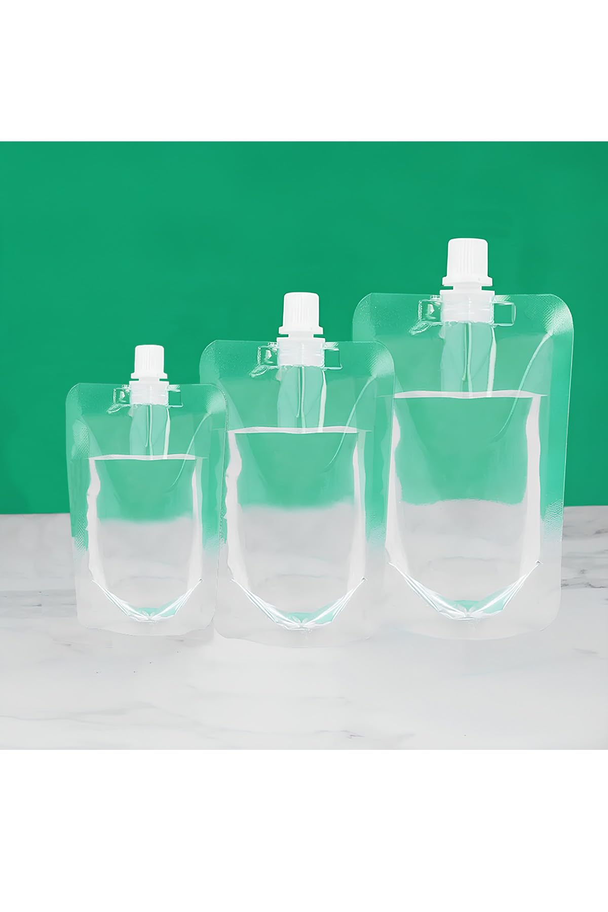 Taşınabilir Şeffaf Sıvı Torbası, 200 ml, 6'lı Set, Şampuan ve Kozmetik Ürünleri için Seyahat Kiti Spout Pouch (Şeffaf, 200 ml)