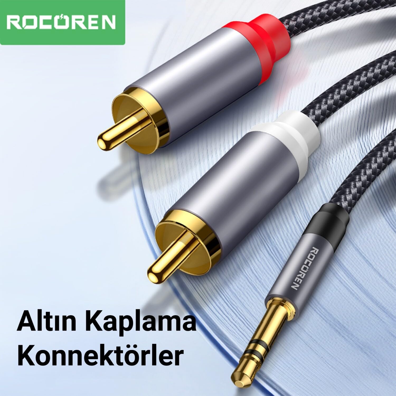 Rocoren 3.5mm AUX Jack to RCA Hi-Fi Ses Kablosu 2 Metre