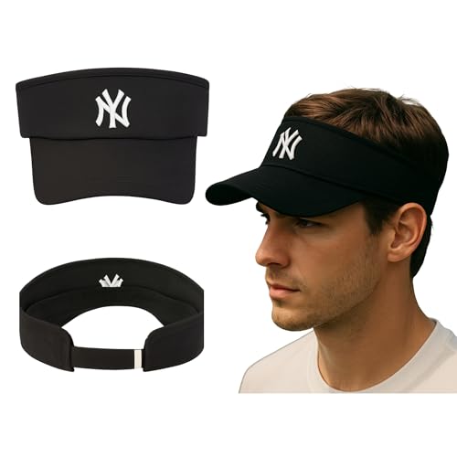 Vizör Şapka NY Logolu Ayarlanabilir Pamuklu Tenis Golf Spor Şapkası Unisex Siyah
