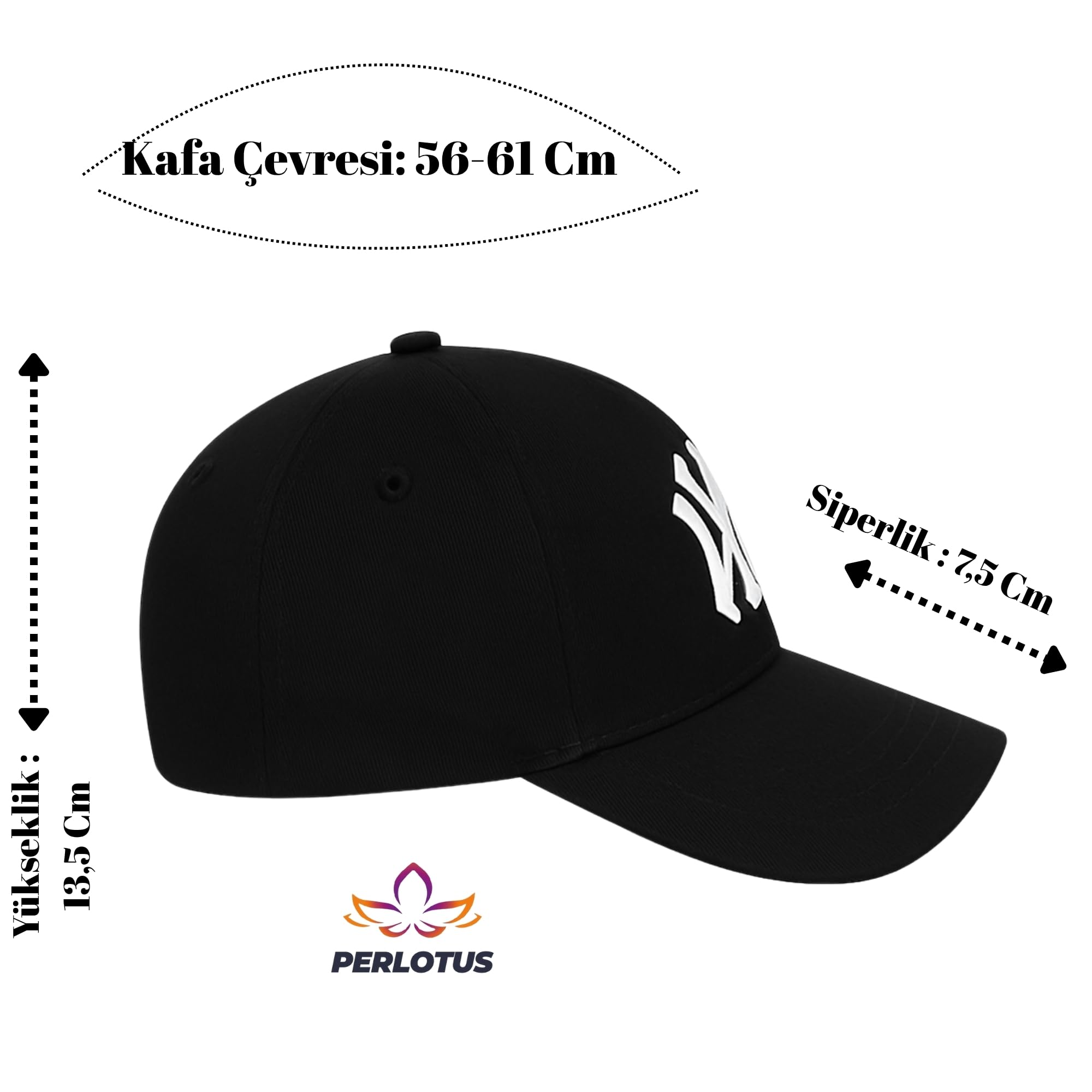 NY Nakış Logolu Spor Beyzbol Şapkası Erkek Unisex Ayarlanabilir Metal Tokalı Kep SİYAH