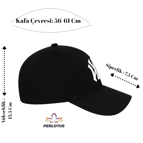 NY Nakış Logolu Spor Beyzbol Şapkası Erkek Unisex Ayarlanabilir Metal Tokalı Kep SİYAH