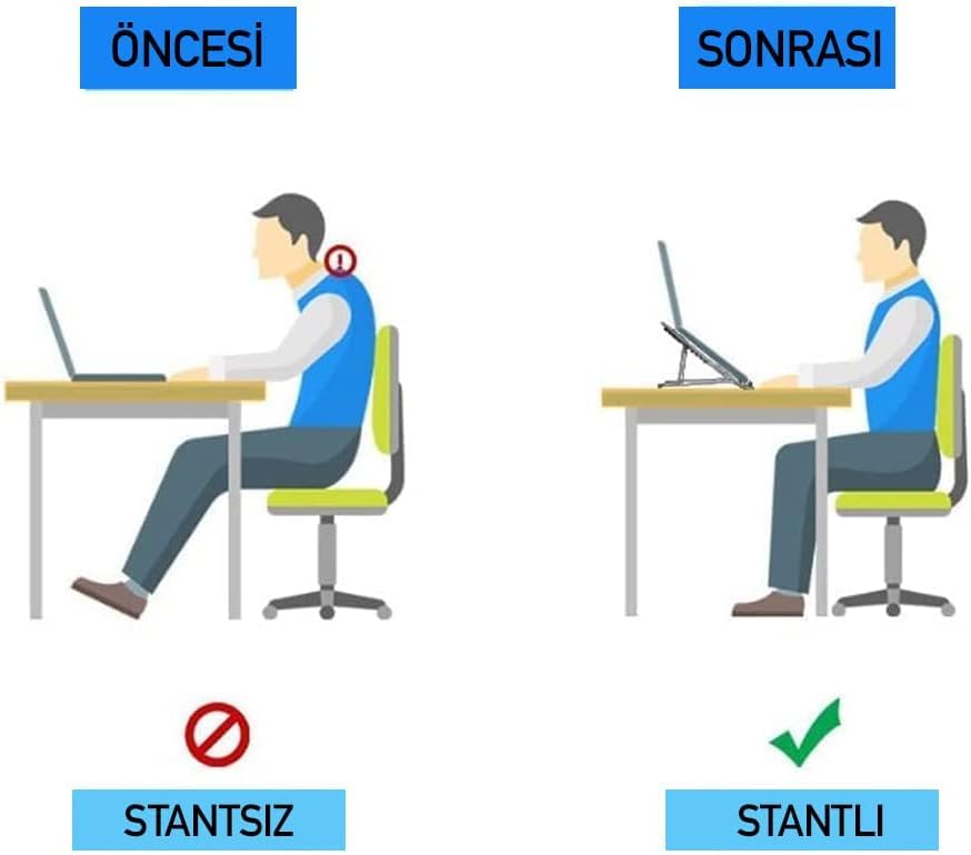 HEARTZ Metal Laptop Tablet iPad Dizüstü Bilgisayar Standı 7-17.3 inç Tüm Cihazlar için 7 Seviye Yükseklik Ayarı Taşınabilir Kaymaz Laptop Yükseltici Havalandırmalı Soğutma Katlanabilir Masaüstü Standı