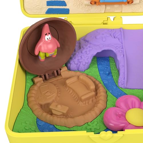 Polly Pocket ve Sünger Bob ortaklığından doğan mini oyun seti, mini Sünger Bob ve Patrick figürleri ve oyun seti, salyangoz Gary dahil 7 Aksesuar, JKC84
