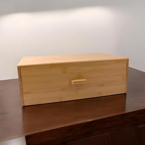 Deconox Bambu Ekmek Kutusu - Ekmek Dolabı, Çok Amaçlı Ekmeklik, Doğal Bambu Saklama Kutusu (40x23x14cm) - Mutfak, Tezgah ve Kiler İçin