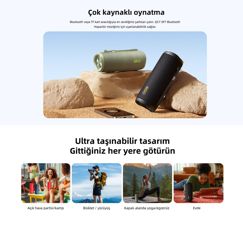 QCY SP7 RGB Bluetooth Hoparlör Mavi